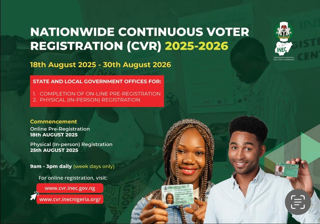 Party Registration INEC Announces Locations for Continuous Voter Registration, Updates on ...